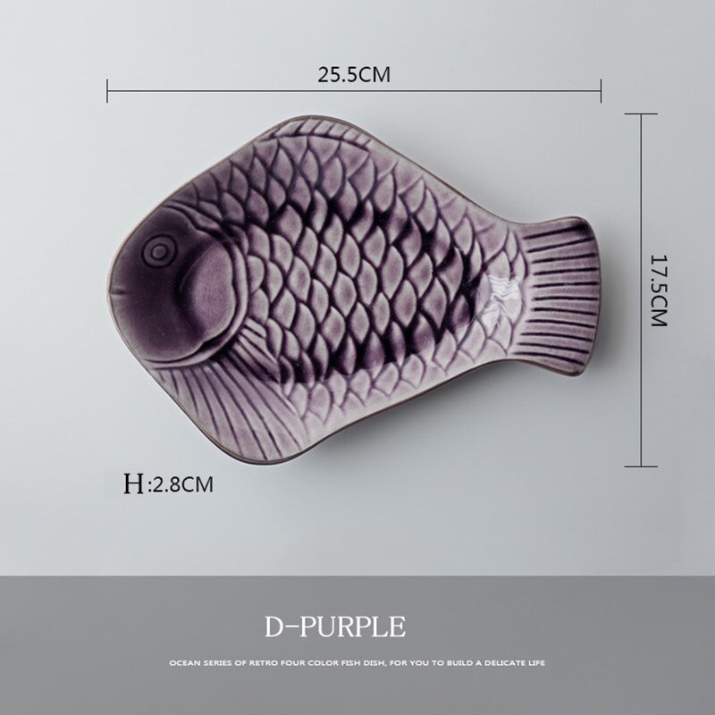 Série de peixes gelo crepitação esmalte placa cerâmica pratos de peixe comida rápida bandeja de frutas cesta de comida utensílios de mesa da família presente de natal 1pcs: G
