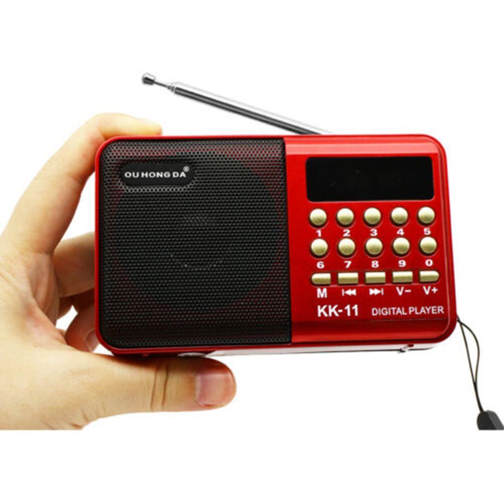 Mini Draagbare Radio Handheld Oplaadbare Digitale Fm Usb Tf MP3 Speler Met 18650 Batterij Usb Kabel Luidspreker Apparaten Levert