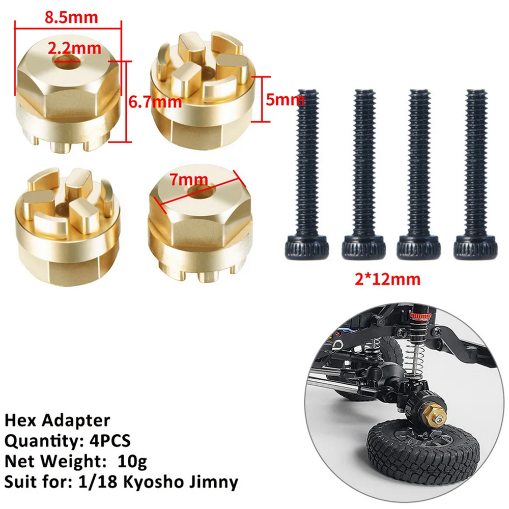 AXSPEED-Adaptador de cubo de rueda hexagonal de contrapeso de latón para coche teledirigido, amortiguador, torres, enlaces, neumáticos de goma para actualización de Kyosho Jimny 1/18: Morado