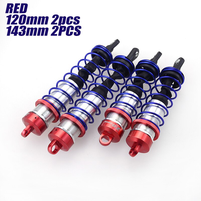 ZD Racing 4PCS Metal Shock Absorber 120mm Front&amp;143mm Rear Damper Suspension for 1/8 RC Car HSP DHK HPI Traxxas JLB Wltoys Drift: 1 Set Red