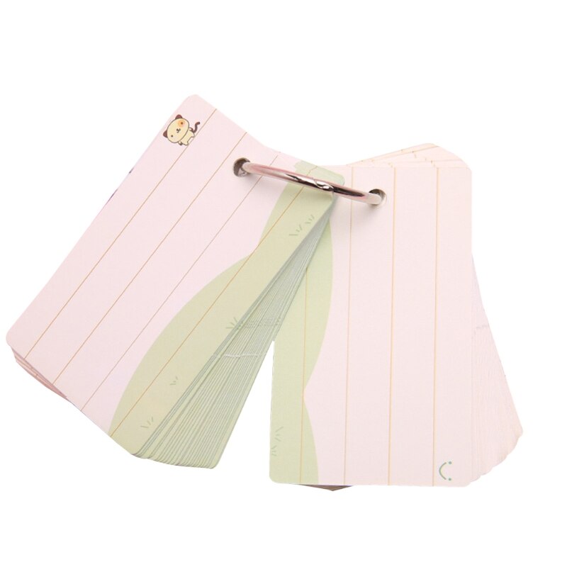 Blank Index Card Flash Cards Note Paper Set with Binder Ring Refillable for Kids: Smiley