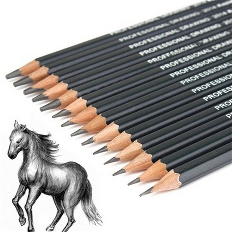 14Pcs/lot Sketch and Drawing Pencil Set HB 2B 6H 4H 2H 3B 4B 5B 6B 10B 12B 1B School Art Writing Supply