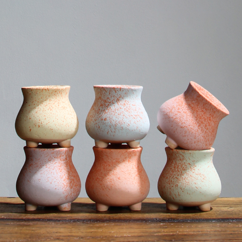 Petit pot de fleurs en céramique, joli pot de fleurs Simple et givré, ornement de bureau, pour le jardinage