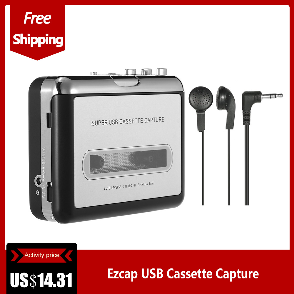 Ezcap USB Cassette Capture Cassette Tape-to-MP3 Converter into Computer Stereo HiFi Sound Mega Bass Audio Music Player