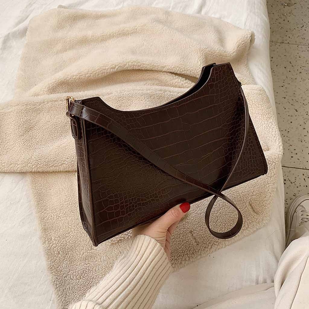 Women's Solid Color Snake Pattern Handbags Simple Shoulder Messenger Crossbody Bag Casual Tote Bag sac a main femme#SW