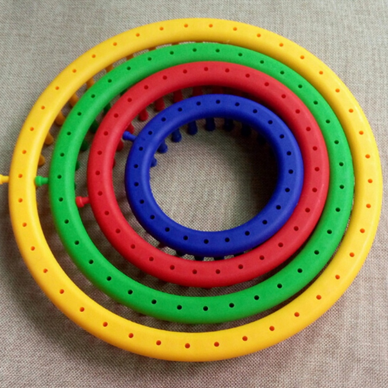 4 stk diy plast rund sirkel strikke vev sokk skjerf hatt sirkel strikk vev sett med håndverk strikkepinne