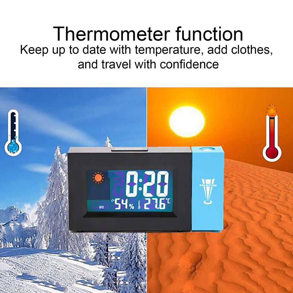 Clock Projection Digital Projector Weather Station Clock Temperature Humidity Electronic LCD Thermometer Alarm