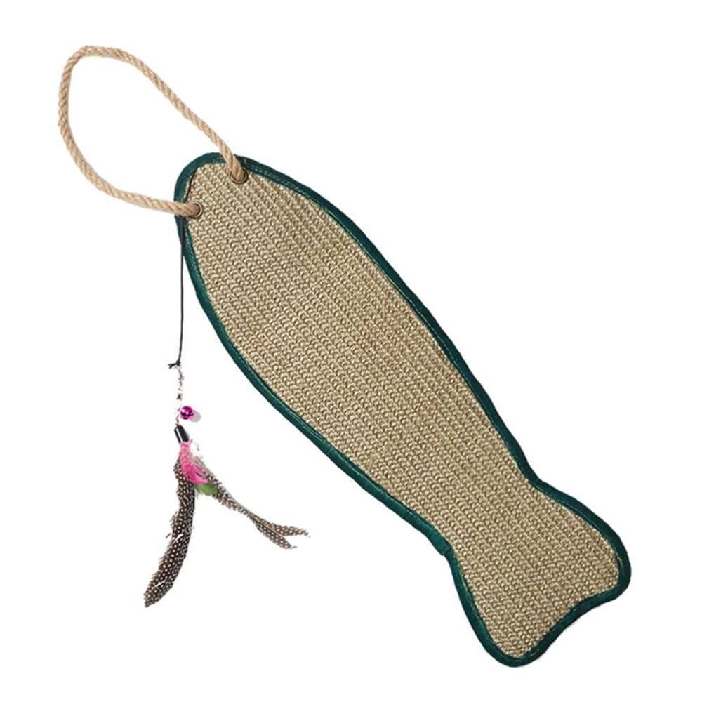 1Pc Vis Vormige Sisal Pad Kat Krabben Mat Beschermende Opknoping Pad Willekeurige Kleur