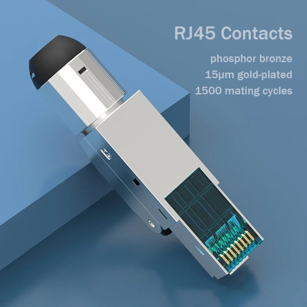 RJ45 Cat7 Cat6A Cat6 Termination Ethernet Plug Tool-Free Shielded Connector Modular Adapter RJ 45 Socket Terminal 22/23AWG Line