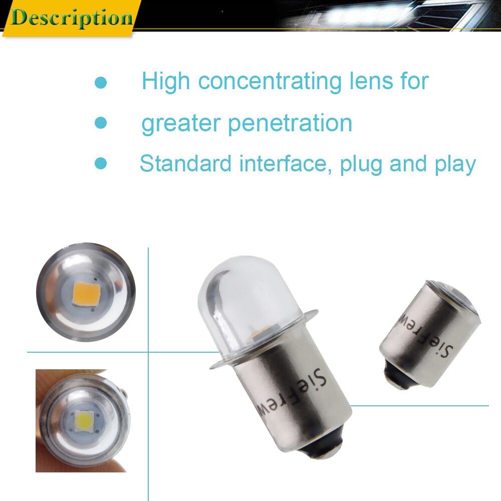 Pair P13.5S PR2 PR3 LED Bulb 2835 1 SMD AC 3V 4.5V 6V 12V 18V Warm 4300K Pure White 6000K Replace For Torch Flashlight Work Lamp