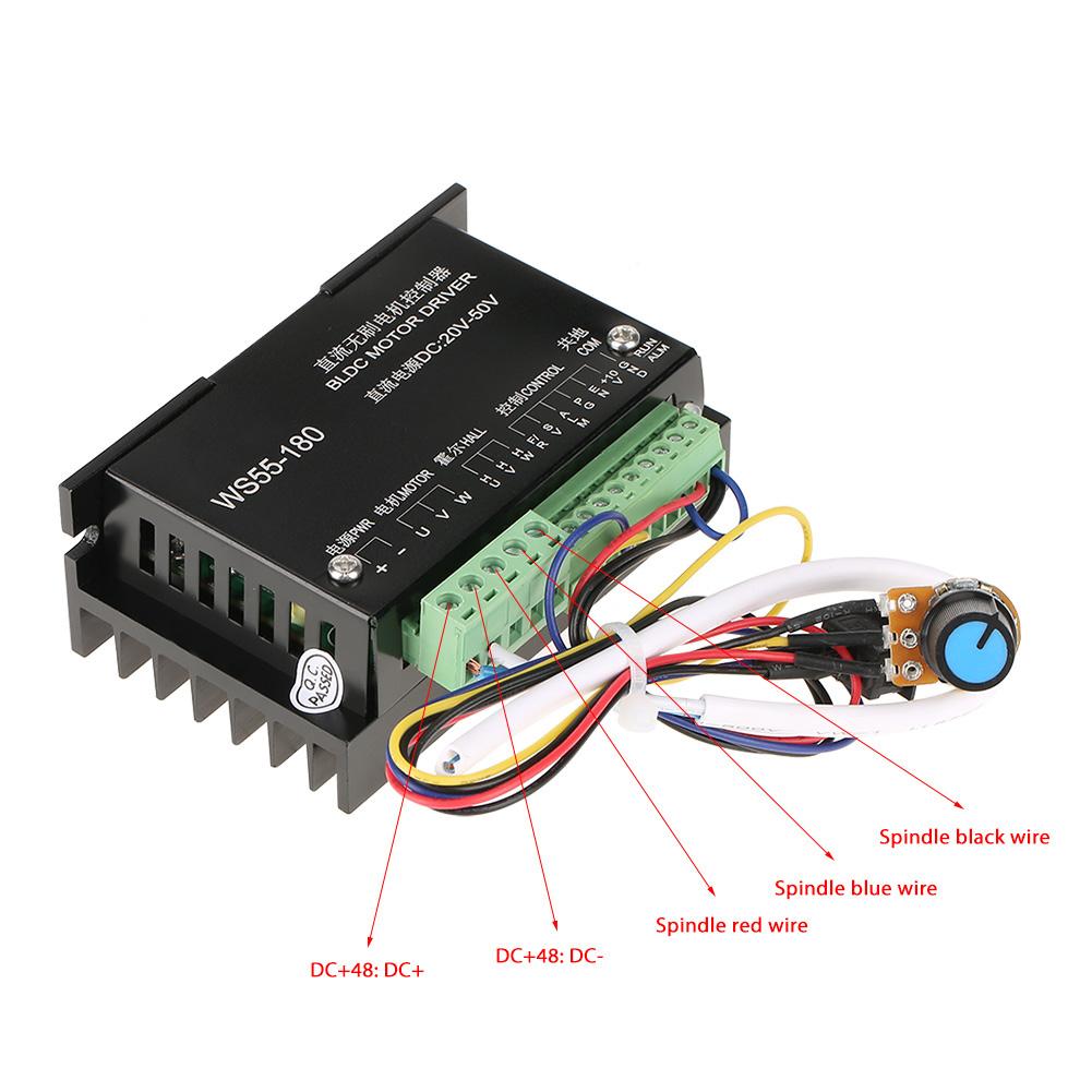 WS55-180 Motor Driver Controller DC 20V-50V CNC Brushless Spindle BLDC Controller DC Motor Driver