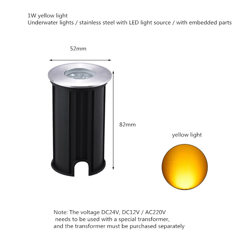 Valonheitin 12v ulkovaloa puutarhan värillinen kohdevalo mini led spotti 12v puutarhavalaisin led  ip68 vedenpitävä  dc24v maanalainen valo: Keltainen / 1w dc24v
