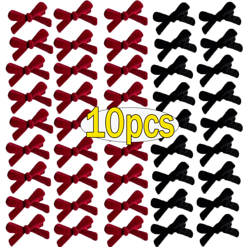 Mini grampos de cabelo com laço de veludo vermelho para meninas, cor doce, veludo, laço pequeno, grampos de cabelo, acessórios para cabelo