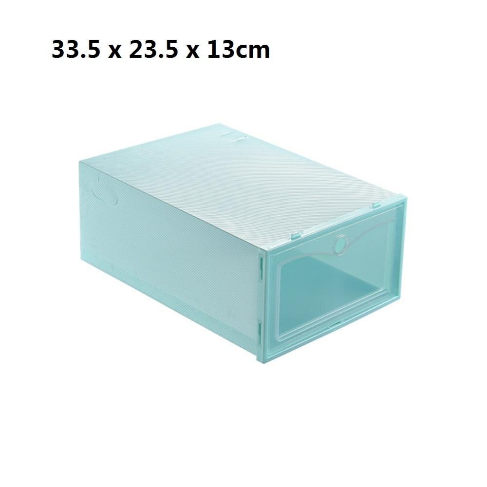 1Pc Transparent shoe box storage shoe boxes thickened dustproof shoes organizer box can be superimposed combination shoe cabinet: large-green