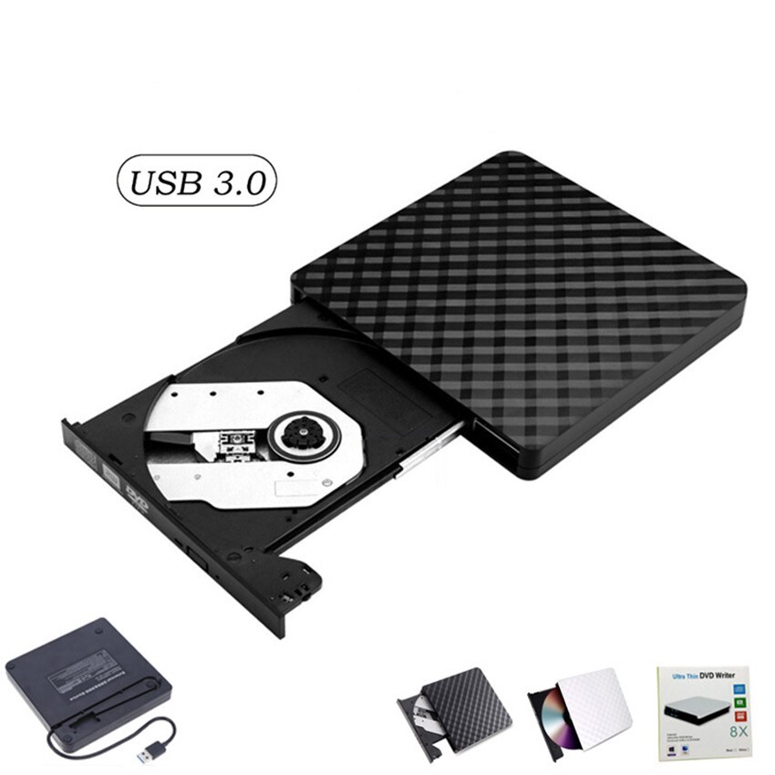 Externe Dvd Drive, usb 3.0 Cd Dvd +/-Rw Optische Drive Brander Slim Cd/Dvd Rom Brander Schrijver Reader Draagbare voor Laptop Pc