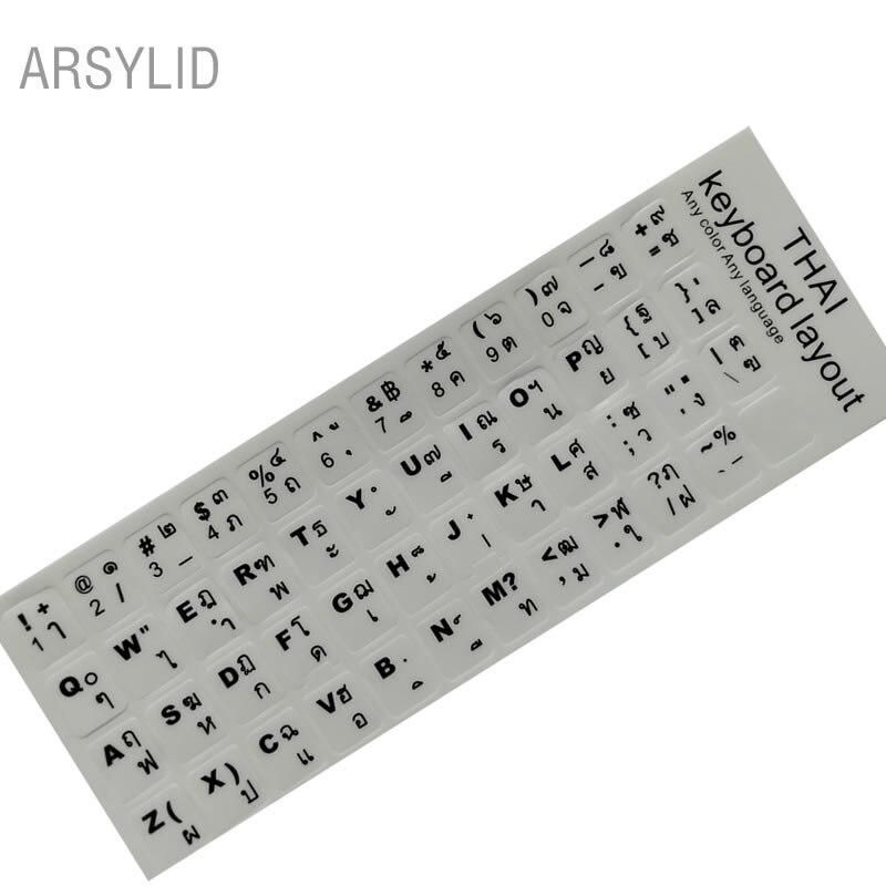 2pcs Thailand Language Desktop computer frosting Letters Sticker Super Durable Keyboard Sticker notebook Alphabet Keyboard: Black font