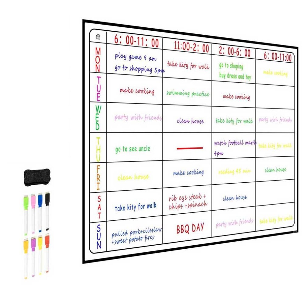 A3 skema  + 8- farve pen + viskelæder + emballage til papirrør, opdater blot din whiteboard-planlægger som et måltidsplanlægningsværktøj 1 sæt: 3