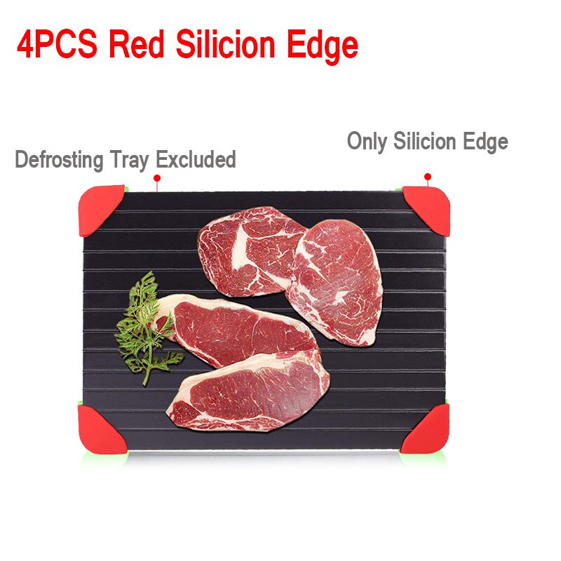 Plateau de décongélation avec bac d'égouttage plaque de décongélation pour une décongélation rapide des aliments surgelés décongélation décongélation viande porc bœuf plateau antiadhésif: Bord en silicone rouge