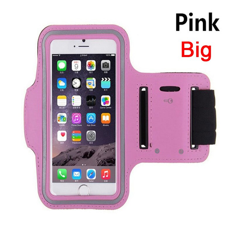 Waterproof 5.5" Gym Running Phone Bag Arm Band Case for iPhone 7 Outdoor Sports Phone Holder Armband Case for J4 J6: Big Pink