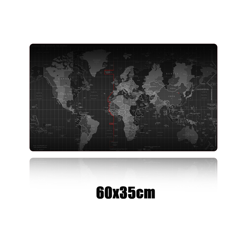 Grote xl gaming muismat met wereldkaart, afsluitbare rand, antislip voor computer, grote gaming muismat, rubberen notebook, toetsenbord, bureaumat
