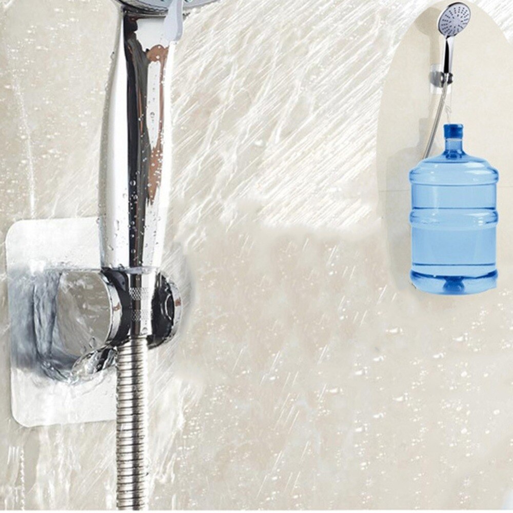 Free adjustable chrome self-adhesive shower head bracket base bathroom punch