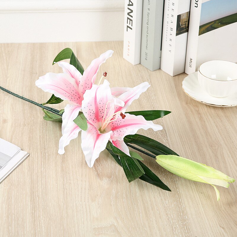 Kunstmatige Zijden Bloemen Nep Lelie Tak 78Cm Lange Diy Creatieve Boeket Verjaardag Moeder Dag Valentijn Pasen Decoratie