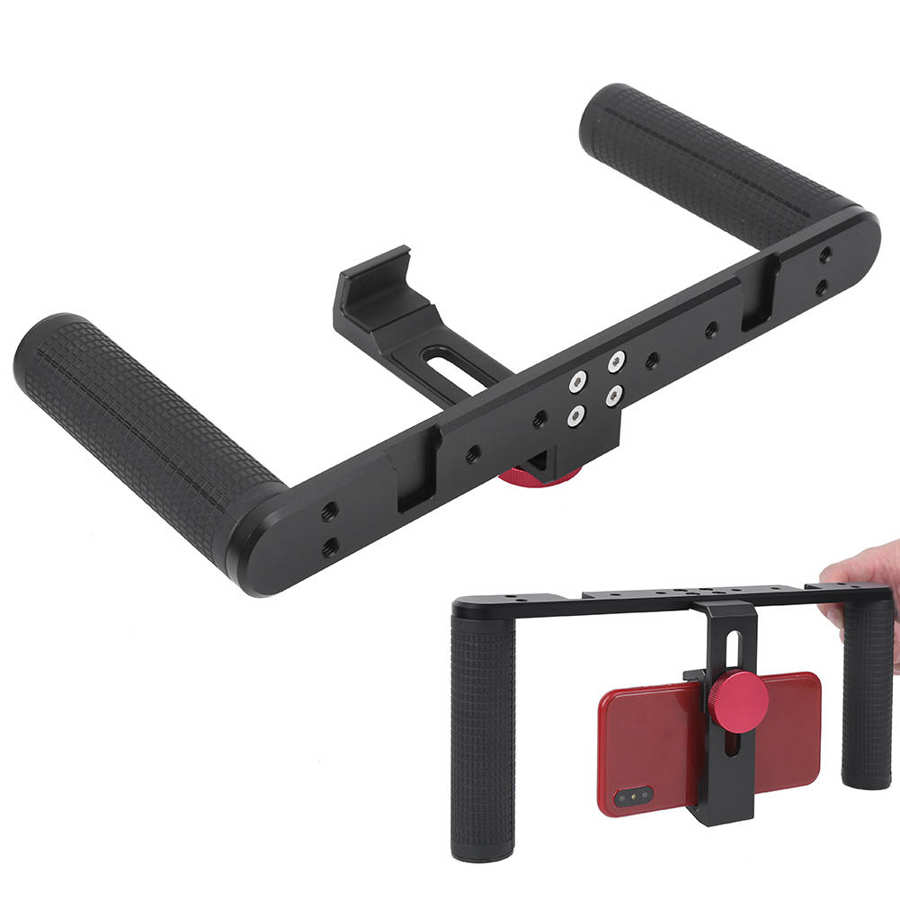camera handle camera rig Dual Handheld Mobile Phone Bracket Metal Photography Recording Live Cage Stand Universal camera cage