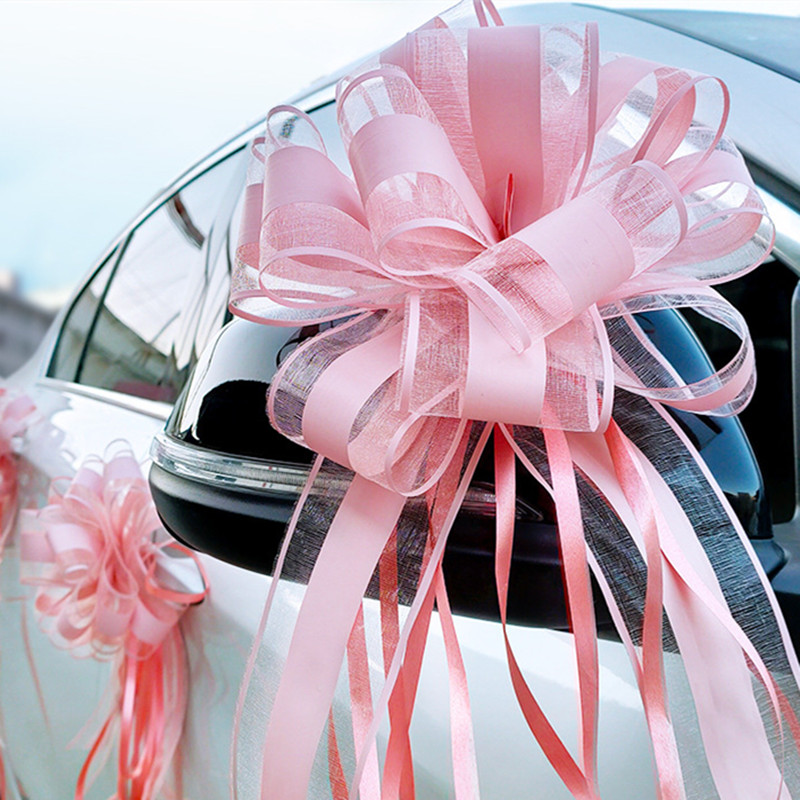 Cinta blanca para coche de boda, lazos para tirar, envoltura de , decoración para coche de boda, suministros para de cumpleaños, sillas, decoración del hogar DIY, 10/20 piezas