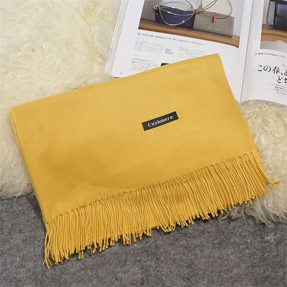 Hot Camelo Cachecol Pashmina Cachecol de Caxemira Envoltório Xaile Xaile do Inverno do Lenço das Mulheres Lenços de Borla Longo NB01 Cobertor Cachecol de Alta Qualidade: YELLOW