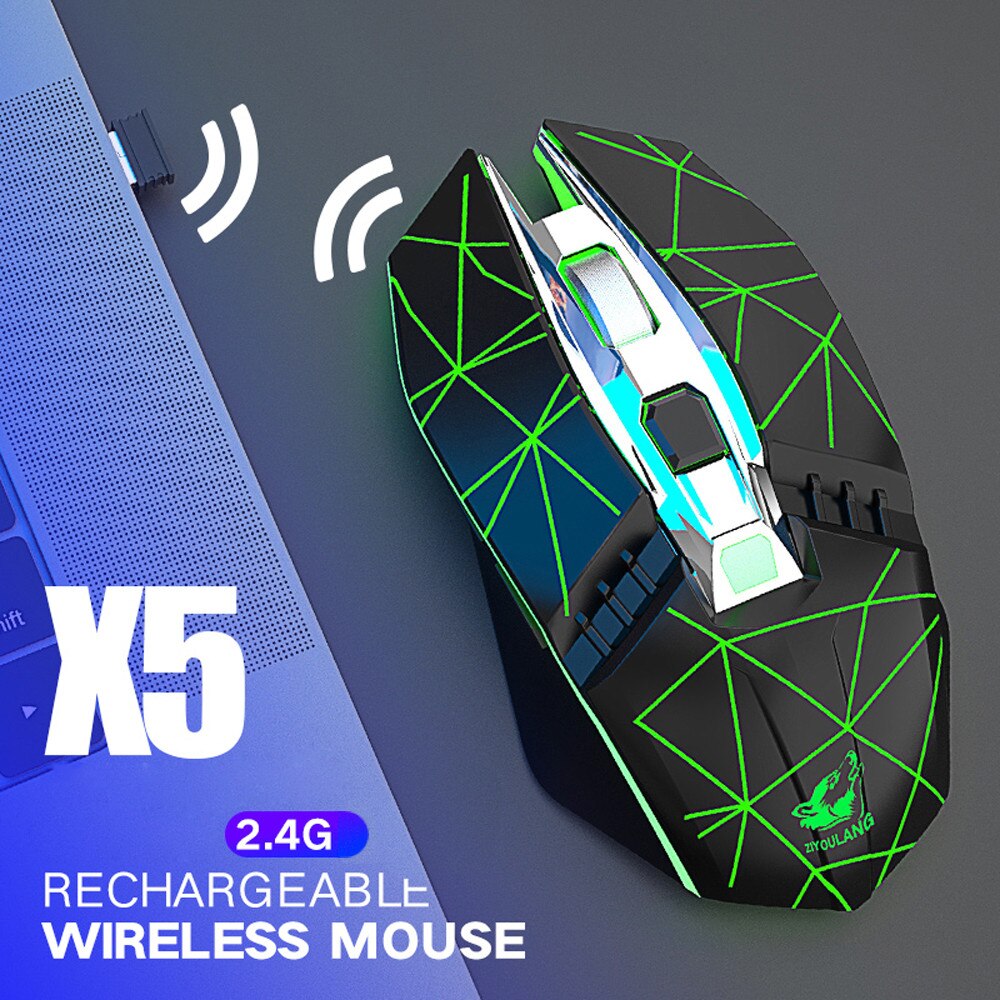 Rechargeable gaming mouse X5 wireless silent LED backlit USB optical ergonomic mouse The sense of technology is born for games