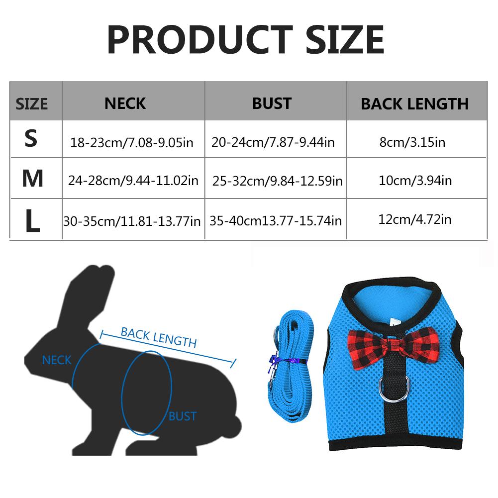 Arnés de chaleco para hámster de conejos con Leas, arnés de malla para el pecho con correa para conejitos de Indias, animales pequeños, accesorios para mascotas, S/M/L
