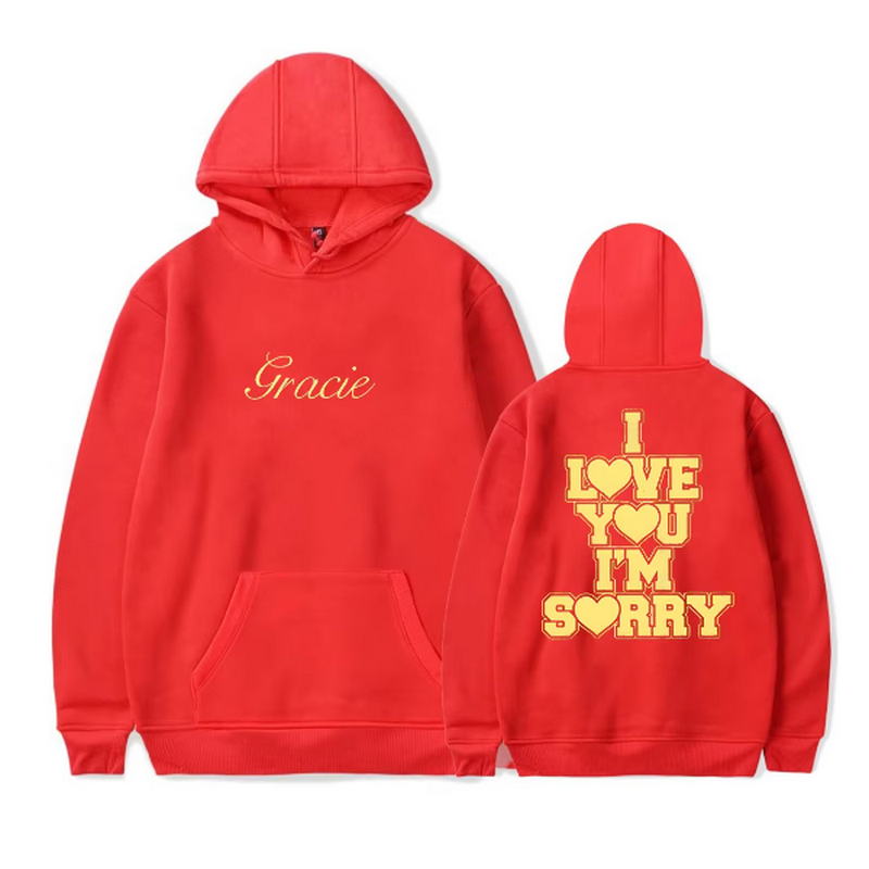 Gracie Abrams I Love You I'm Sorry Hoodie Sweatshirt Unisex Long Sleeve Pullover Clothes hoodies promo sweatshirt: XXL / Red
