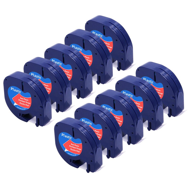 Cintas de etiquetas para Dymo LetraTag LT, 91200, 91330, 10697, 91220, 59421, S0721510, color negro sobre blanco, paquete de 10 Uds.: A91203