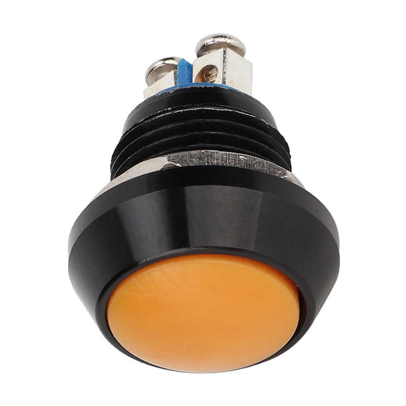 10-part push button waterproof metal momentary pushbutton self-reset yellow momentary pushbutton
