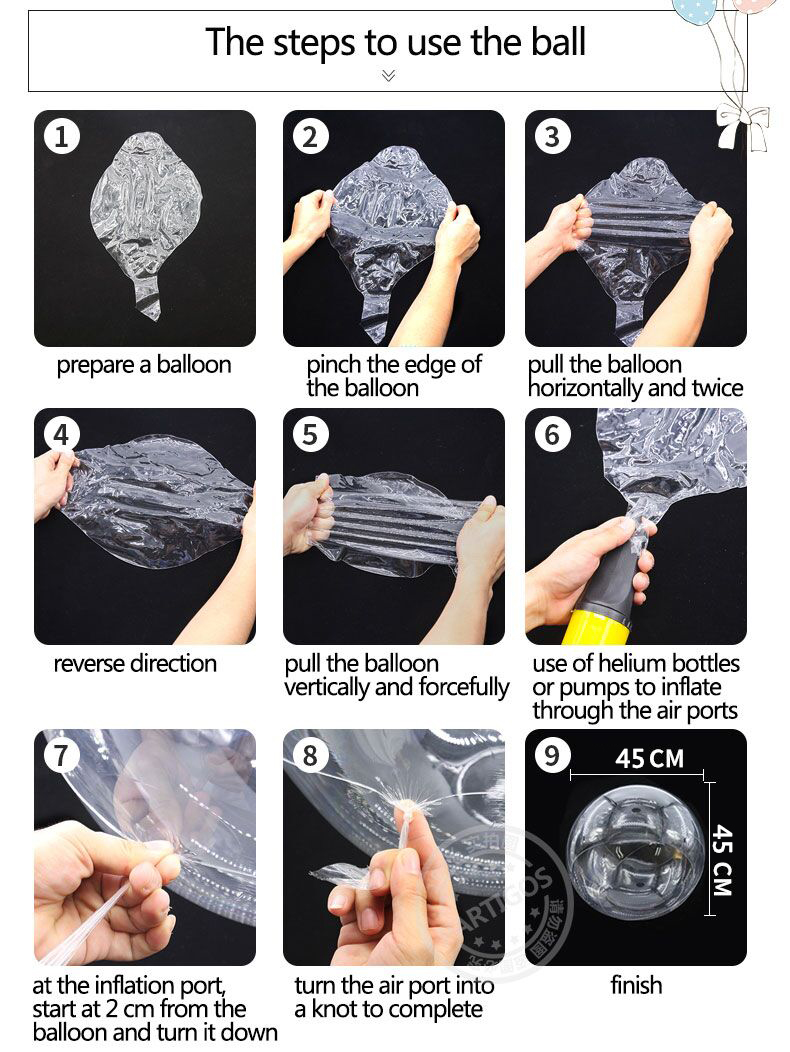 14pcs/set 18inch Transparent Bubble Balloons Helium Clear Bobo Globos Happy Birthday Stickers DIY Red Black Event Party Decor