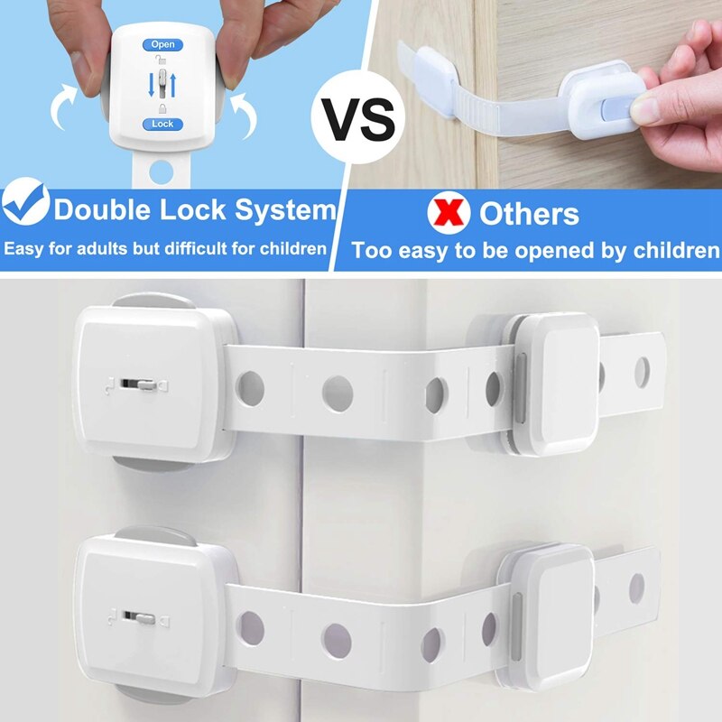 Kinderslot, 10 Pack Baby Proofing Kast Sloten Geen Boren Super Sterke Lijm Double Lock System