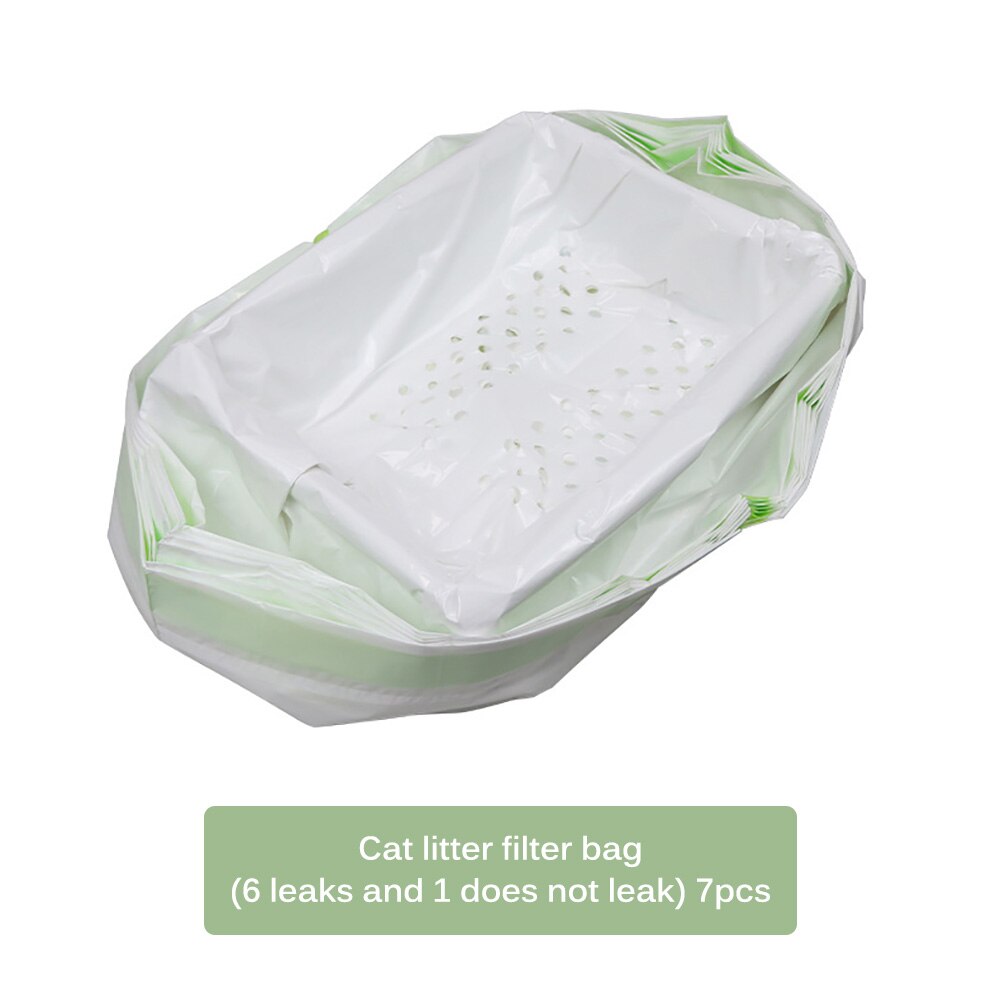 Bolsas desechables para arena de gatos, rollo de 7 Uds. De bolsas gruesas para arena de gatos domésticos, con cordón ajustable, bolsas para limpieza