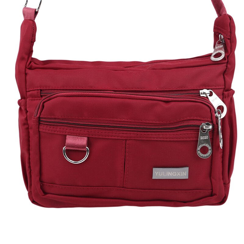 Dame skuldertaske crossbag til kvinder rød/sort crossbody taske nylon