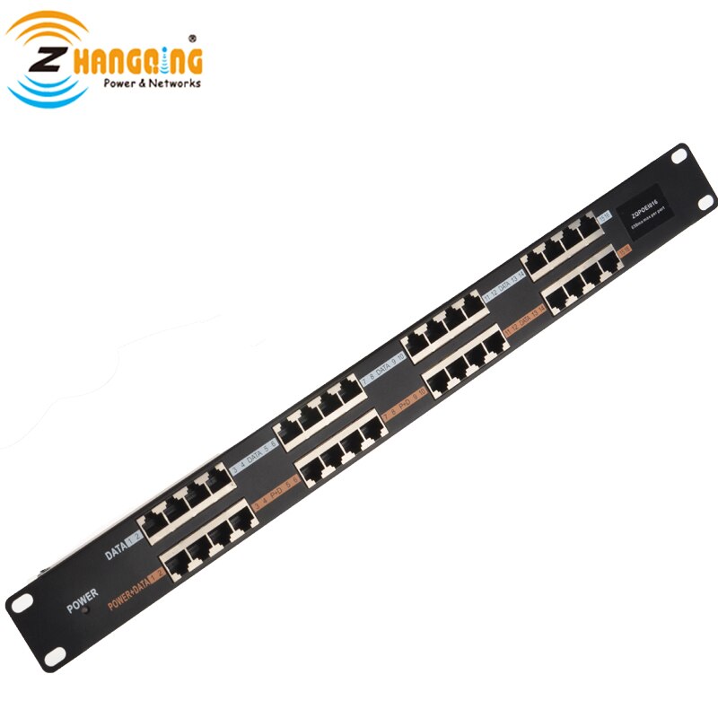 Rack Mount Patch Panel 100 Mbps 16 Port PoE Midspan Passive POE Injector IEEE802.3af/at