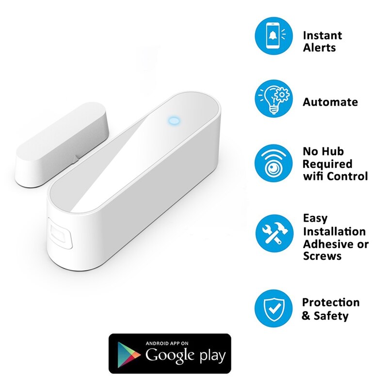 Mini WiFi Door Sensor Smart Home Security Window Alarm Support Alexa Google Home IFTTT Tuya APP