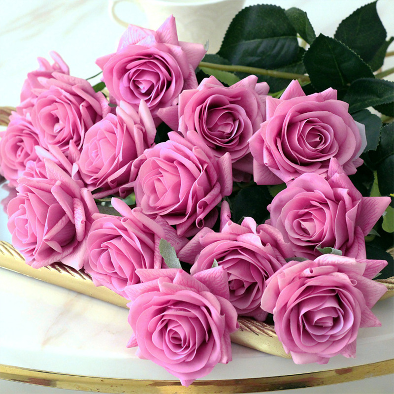 15 Stks/partij Kunstbloemen Decor Rose Latex Bloem Woondecoratie Real Touch Rose Bruiloft Bruidsboeket Bloem