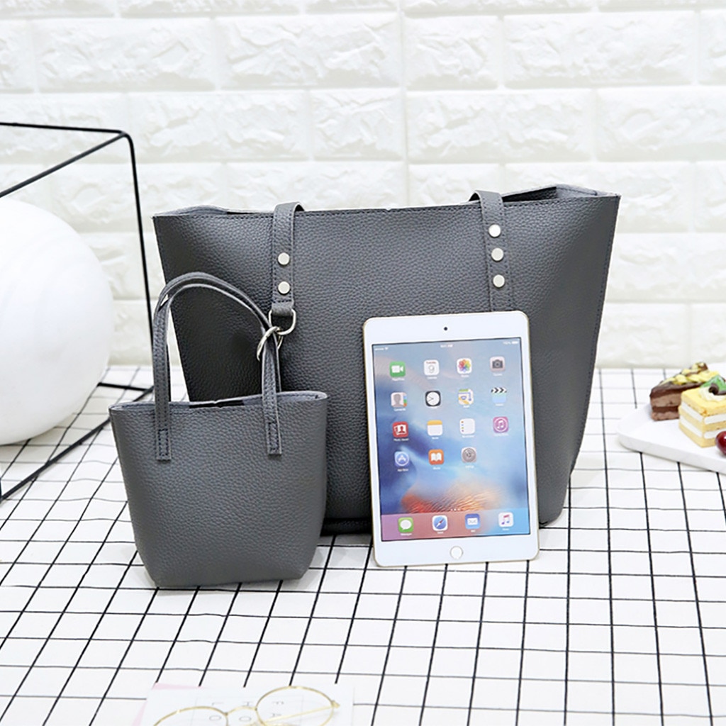 4pcs/Set Women Composite Bags Ladies Handbags Female PU Leather Shoulder Messenger Bags Tote Bag Bolsa #T1G