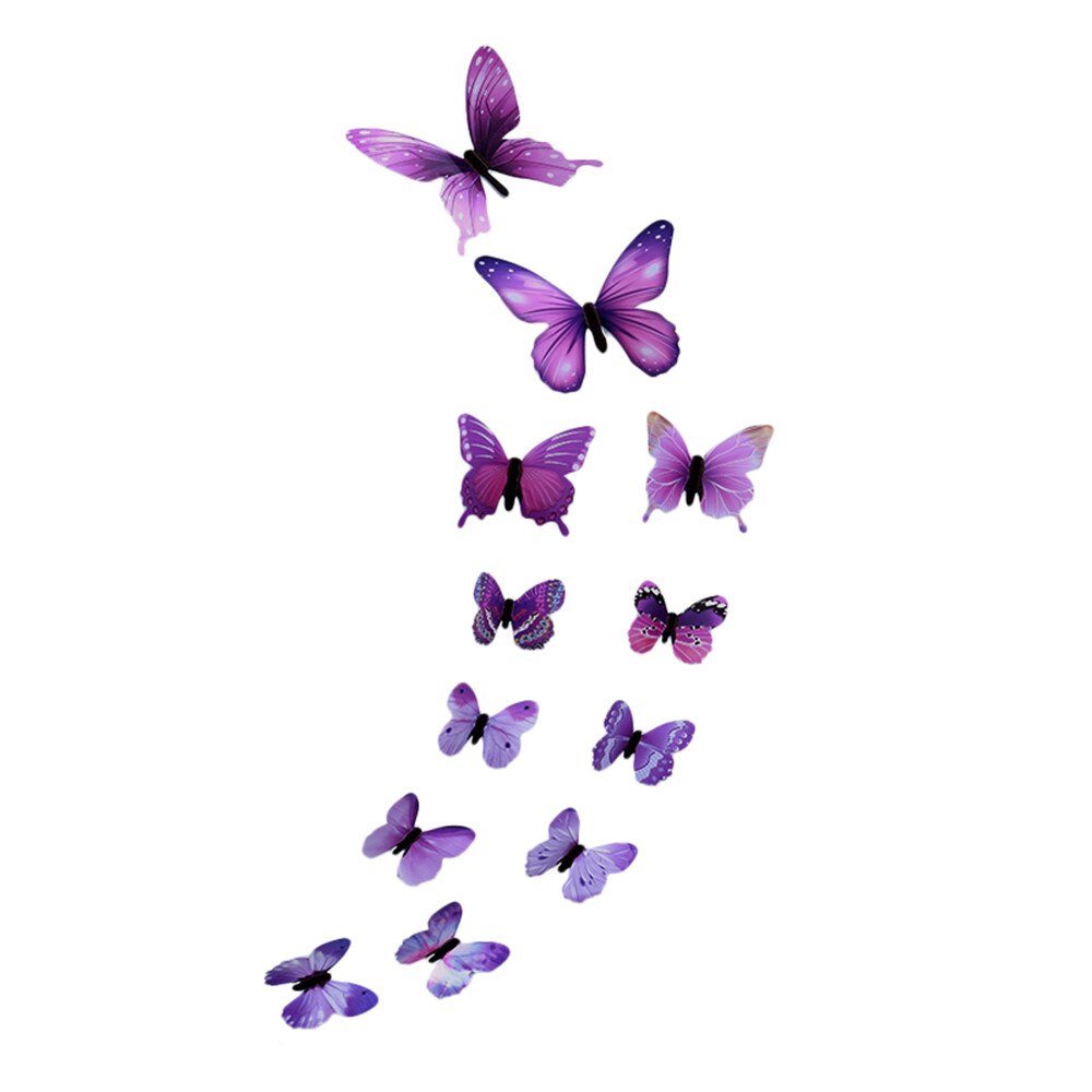 12 Pairs 3D DIY Wall Sticker Stickers Butterfly Home Decor Room Decorations Wall Stickers Poster Wallpaper: Purple 