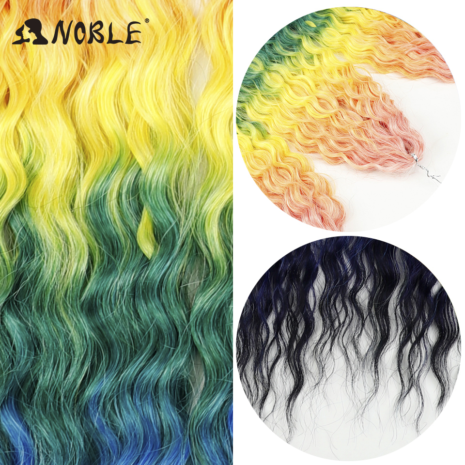 Extensiones de cabello trenzado de onda profunda sintética, pelo rizado de ganchillo, giro de pelo Noble, 24 pulgadas, resistente al calor