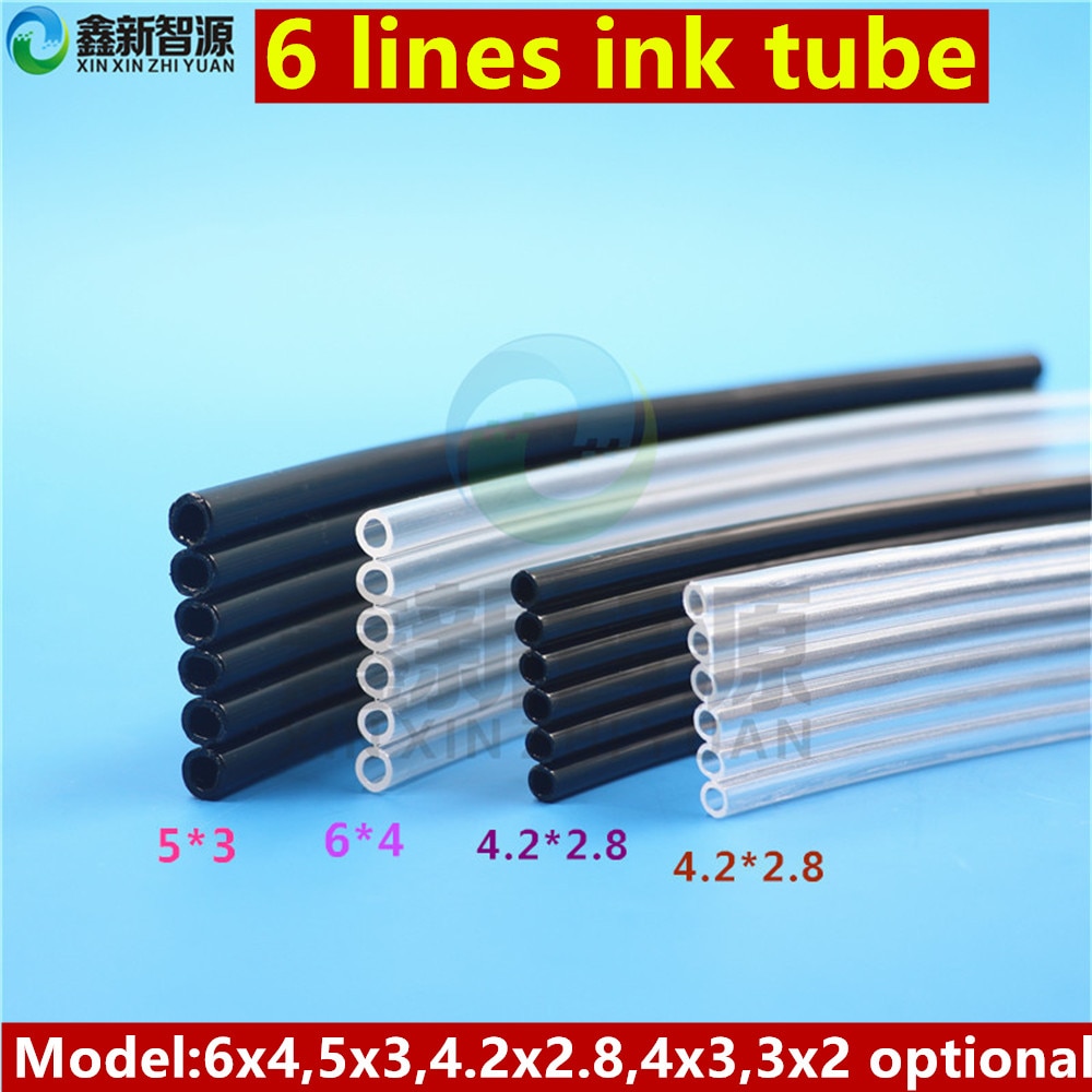 Inkjet printer ink tube 6 lines uv ink tube eco solvent printer ink hose pipe 6 rows for UV flatbed printer cartridge ink tube