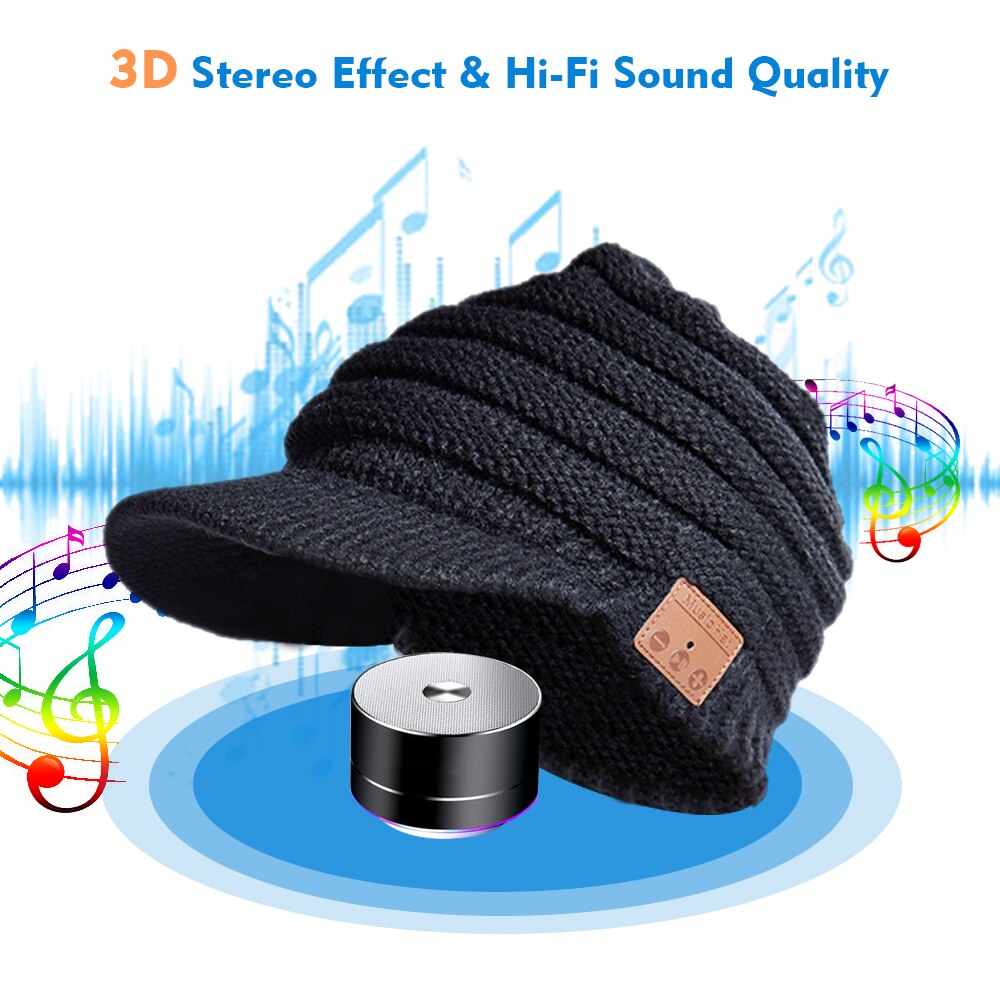 Bluetooth Beanie Hat Headphones with Mic - Winter Warm Wireless Music Earphones for Outdoor Sports Cycling Travel
