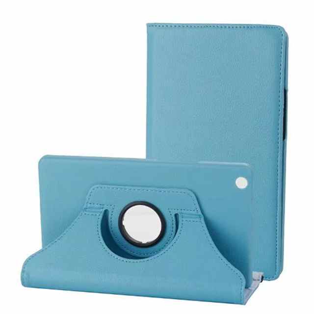360 Degree Rotating PU Leather Case for Huawei MediaPad M3 Lite 8 CPN-L09/W09 8.0" Tablet Funda Cover Shell+Screen Film+Pen: sky blue