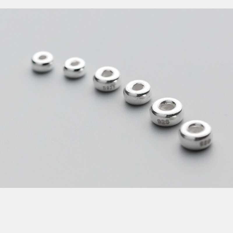 925 Sterling Silver Beads With Silica Gel Inside Stopper Beads Non-slip S925 Silver Positioning Space Beads DIY Jewelry Making
