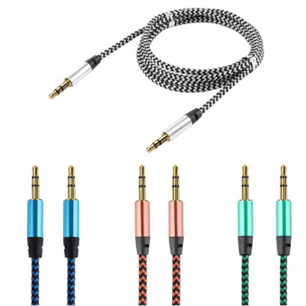 Kleurrijke Weven Audiokabel Koperdraad Kern 3.5Mm Voertuig Universele Verbindingslijn Kleuren Publiek Naar Openbare Digitale Producten