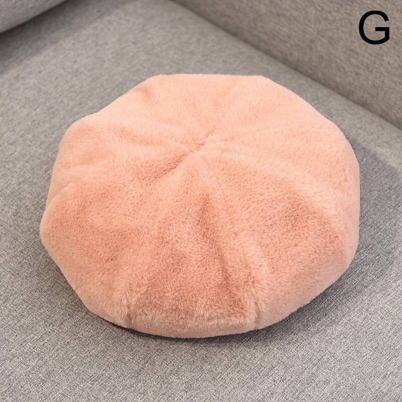 Femmes élégantes fausse fourrure bérets chapeaux décontracté couleur unie automne fille hiver coupe-vent chapeau femme Simple Vintage casquettes: G